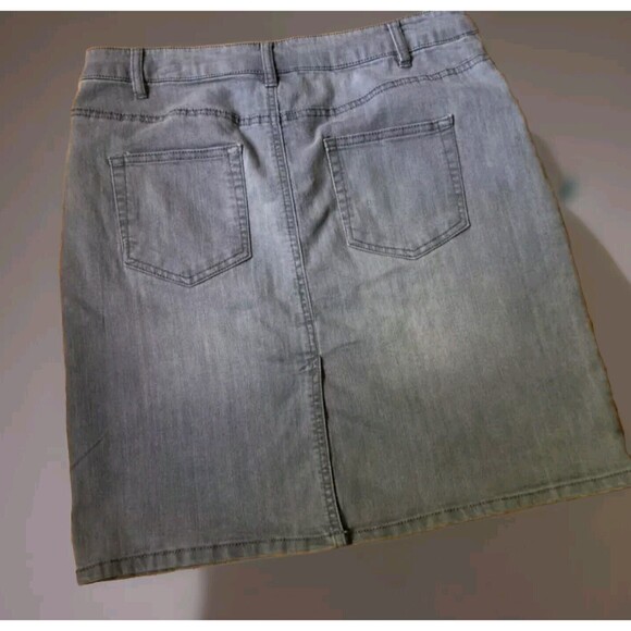 Jacqueline Smith Gray Denim Jean Skirt Light Wash Womens Sz 16 Knee Length Slit - Picture 2 of 12
